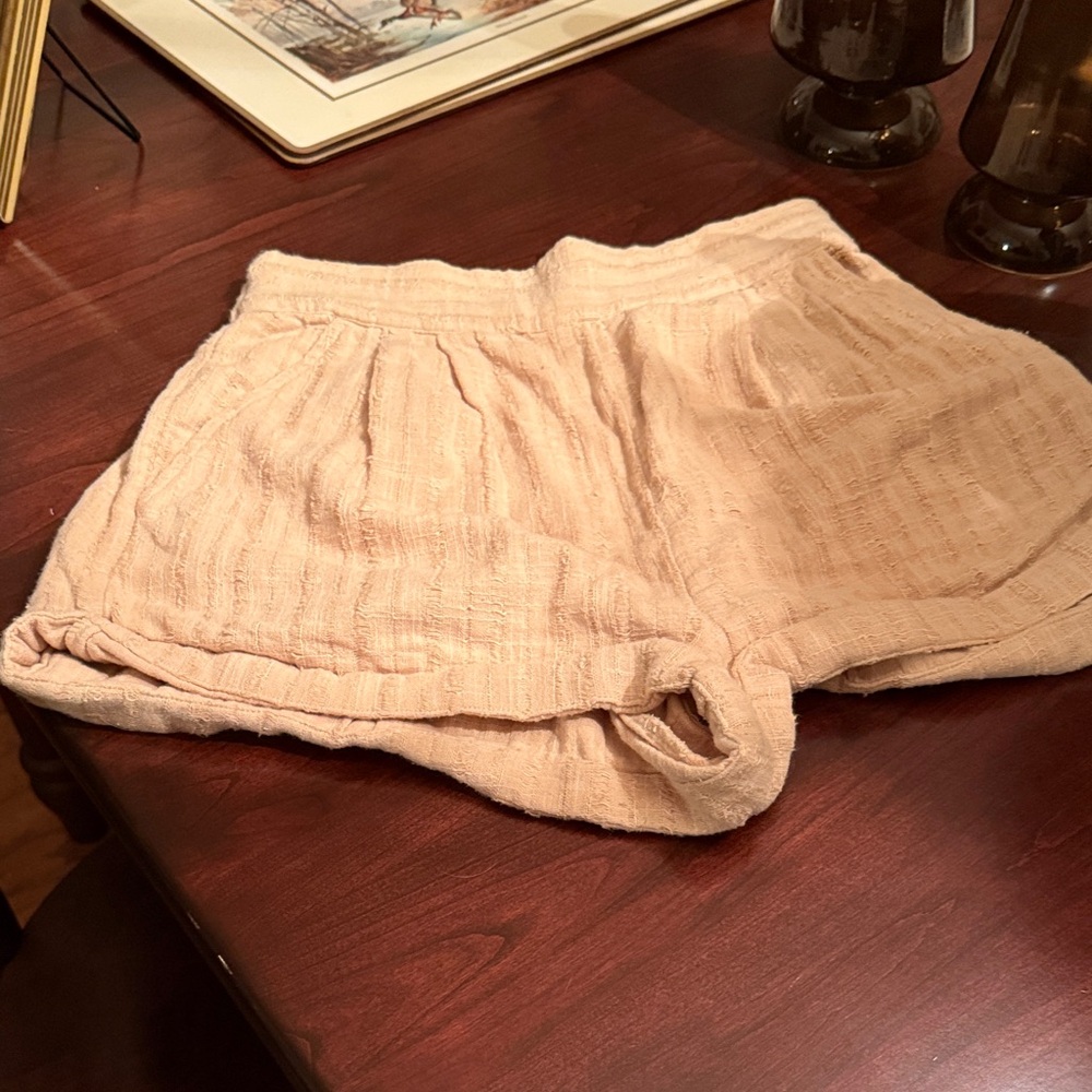 Free People High Waist Cream Shorts